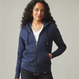 American Giant Women’s Full Zip Classic Hoodie Navy Blue, Size Large 100% Cotton